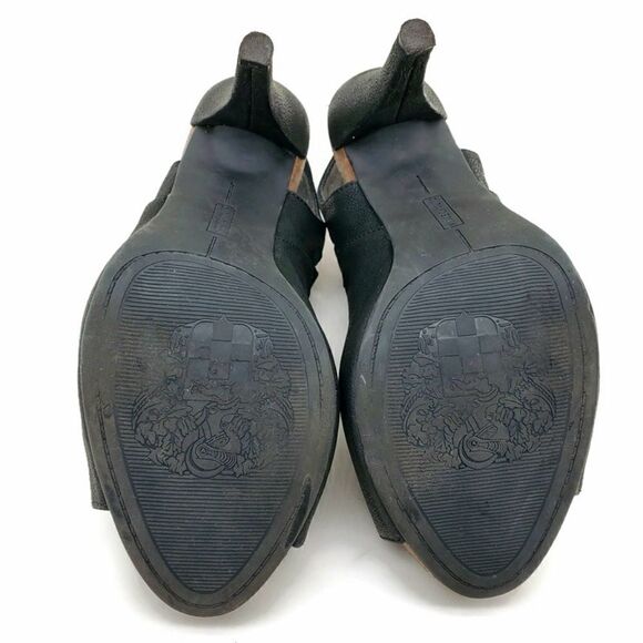 Vince Camuto Black Nubuck Leather Caged Open-Toe Sling-Back High Heel Sandals - Picture 14 of 15